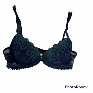 Elegant Lace Bra in Black and Green